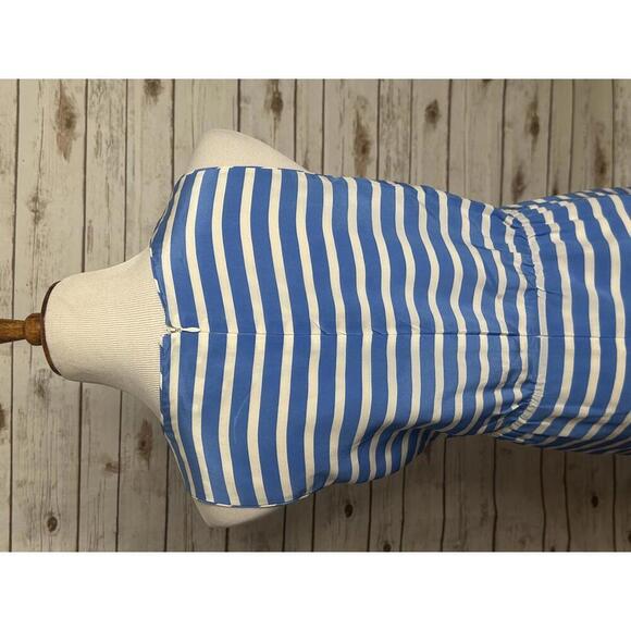 J. Crew classic coastal blue/white striped sleeveless silk sheath dress Size 12 - Picture 5 of 6